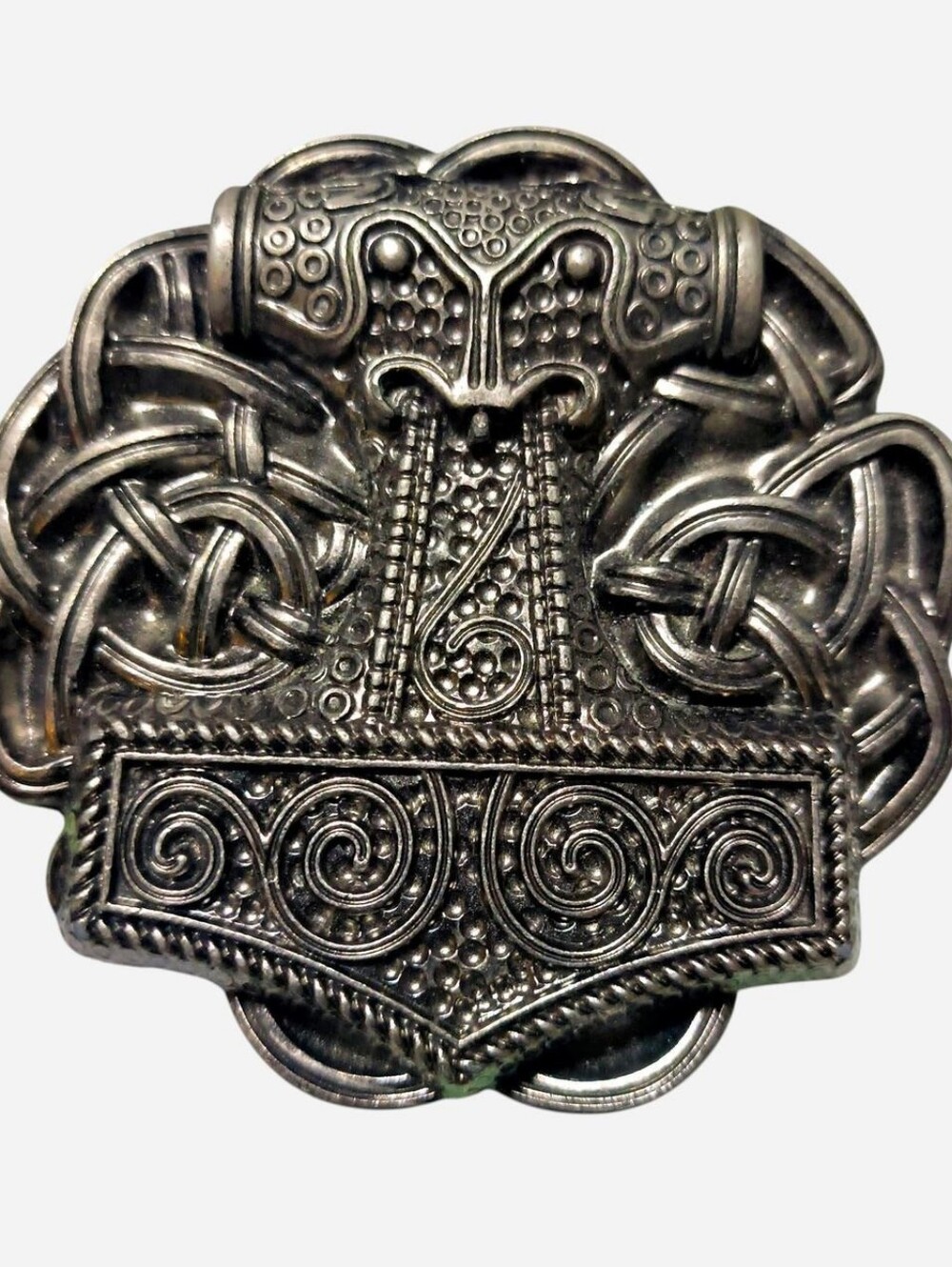 Silver Norse Nordic Viking Thor's Hammer Belt Buckle